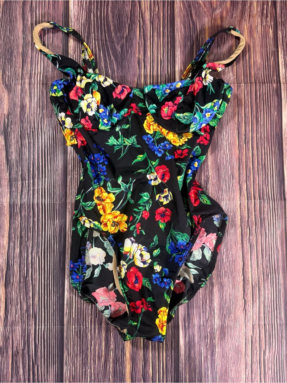 Vintage 90s Swim Shaper Underwire One Piece Floral Swimsuit‎ Size Medium